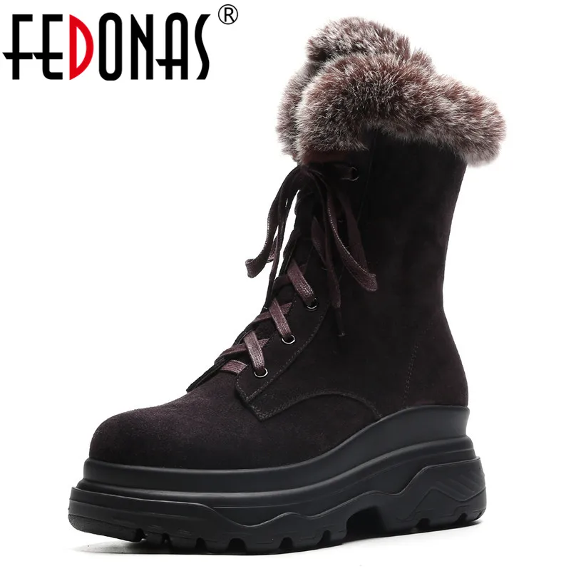

FEDONAS New Women Cow Suede Snow Boots Warm Winter Corss-tied Ladies Shoes Woman High Heels Punk Dancing Shoes New Basic Boots