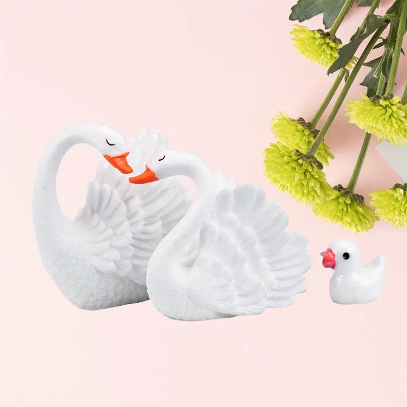 2pc DIY Resin Decorative Mini Beautiful Swan Fairy Garden Decor Dollhouse Accessory Home Decoration Craft Figurines Miniatures