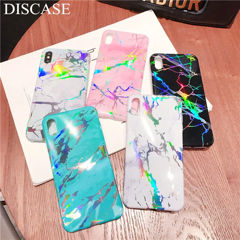 DISCASE модный мраморный чехол для телефона iphone XS XR MAX 6 6s 7 8 plus лазерный Яркий