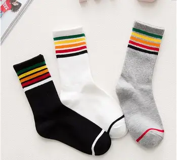 

10pairs/lot! Rainbow Socks Cotton Short Tube College Stripe women girls socks