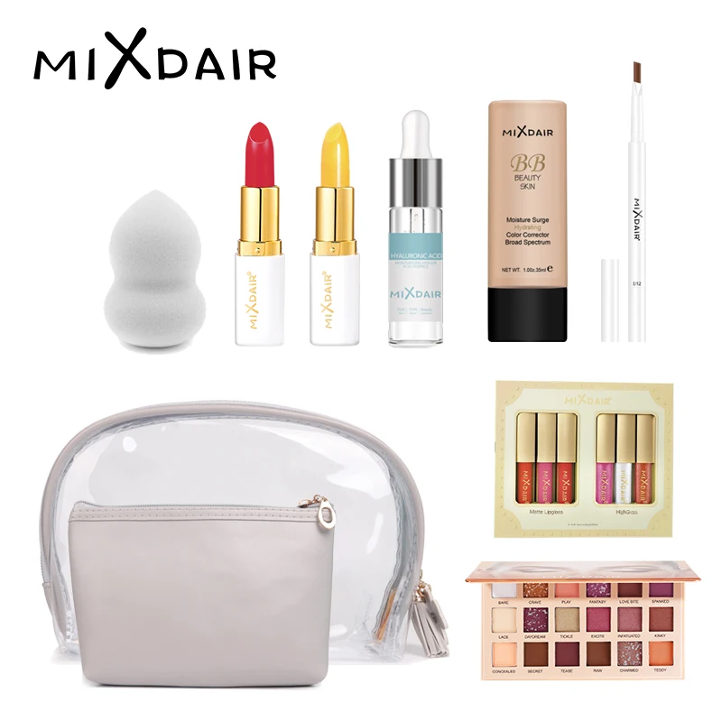 

Women Makeup Sets Facial Cosmetics Lipstick Waterproof 18 Colors Eyeshadow Palette Eyebrow Pencil Soft Puff Primer BB Cream