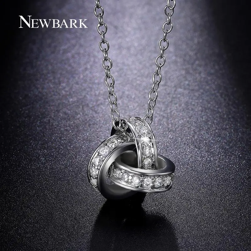 font b NEWBARK b font 3 Circle Intertwined font b Necklace b font Love Knot