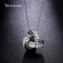 NEWBARK 3 Circle Intertwined Necklace Love Knot Pendant Necklace White Gold Plated Modern Jewelry Collier