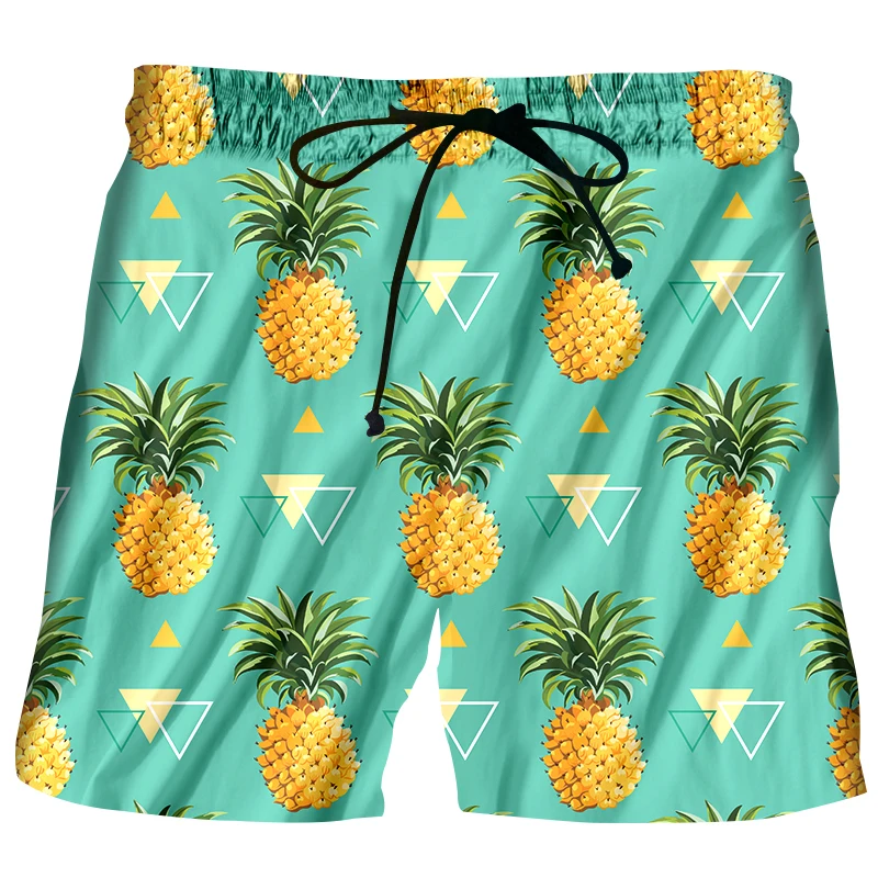 

Cool Summer Men's Beach Shorts 2017 Print Pineapple Orange 3D Fashion Boardshorts Fitness Trousers Men Shorts Quick Dry