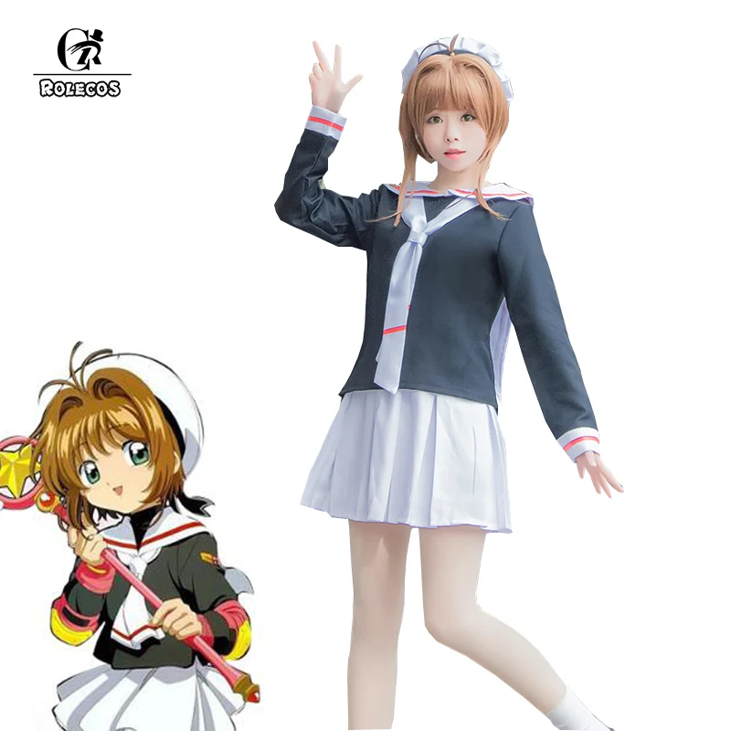 Косплей костюм сакуры ROLECOS Cardcaptor косплей КИНОМОТО школьная форма для девочки с