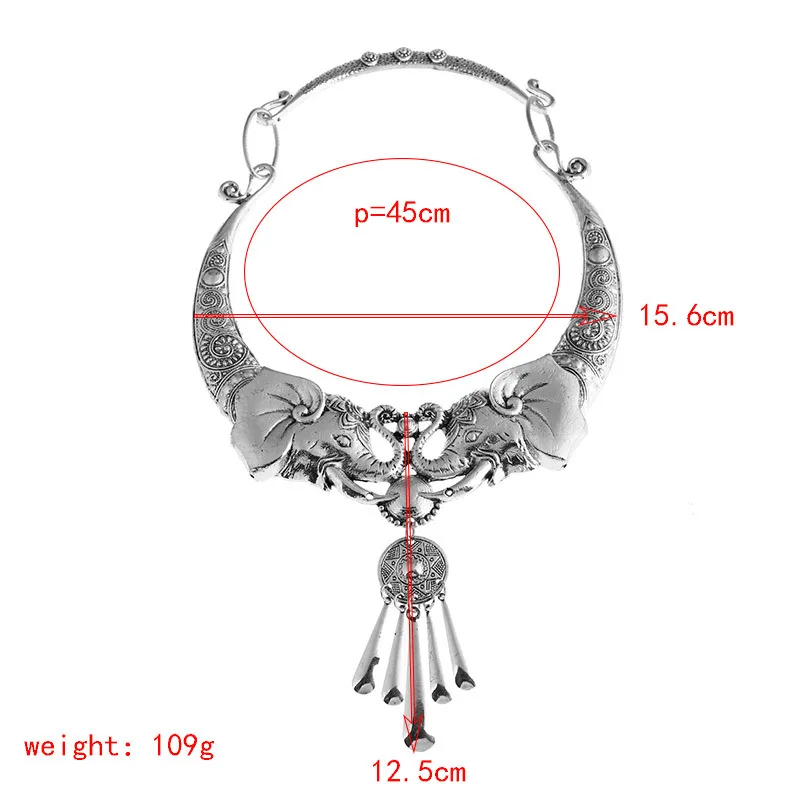 LOVBEAFAS, Винтажное колье, массивное женское ожерелье, тибетское серебро, резной слон, кисточка, воротник, колье, ожерелье, аксессуары