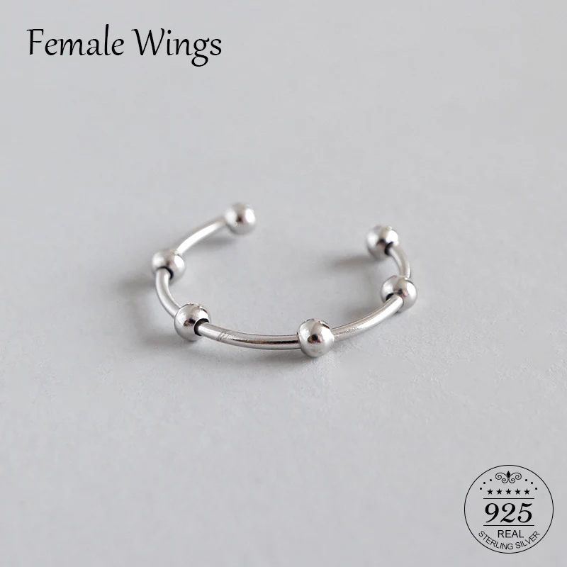 

FEMALE WINGS Simple 925 Sterling Silver Open Ring For Women Princess Finger Ring Party Jewelry Gift Bague Femme Bijoux FR066