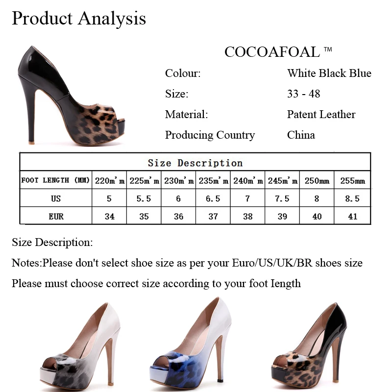 COCOAFOAL/женские босоножки на высоком каблуке большие размеры 33 48 цвет синий белый
