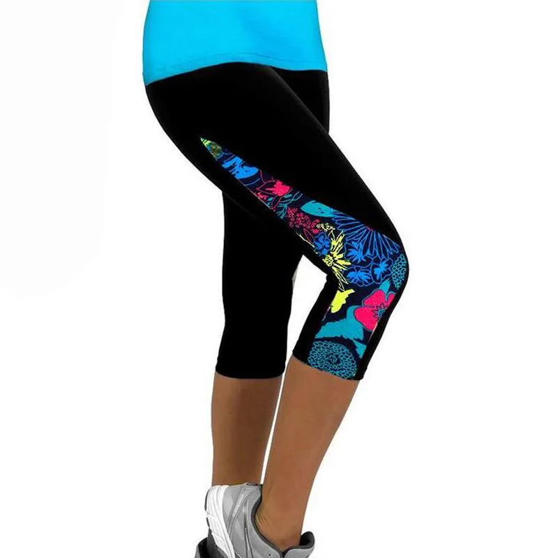 

Women's Fashon New Arrival Casual Patchwork Side Floral Exercise Capris High Waisted Patchwork Workout Fitness Leggings Wear