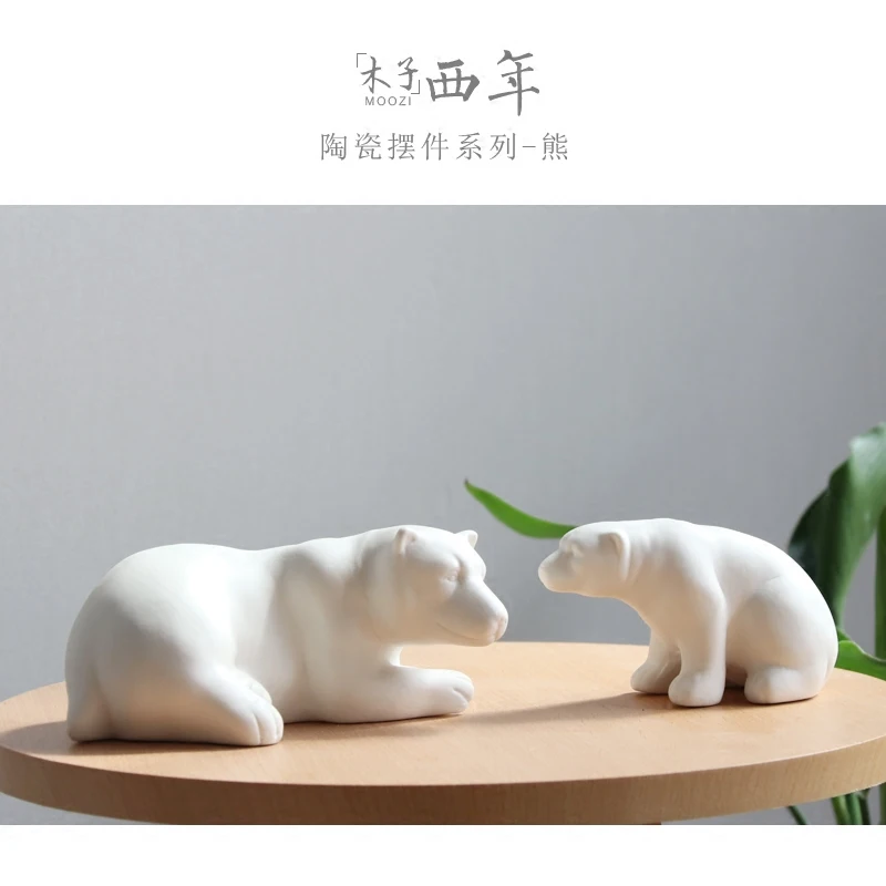 

small cute ceramic white bear statue home decor crafts room decoration objects Polar bear ornaments porcelain animal figurines