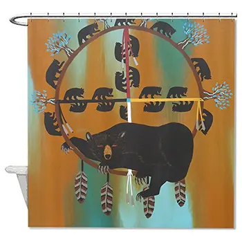 

HANHAOKI Bear Totem Medicine Wheel Waterproof Mildew-free Fun Shower Curtain for Bath 72"x72"