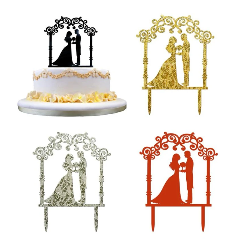 2018 New Creative Wedding Cake Topper Insert Card Love Groom And Bride Acrylic Cake Decoration Practical Lightweigh C0406#30    02