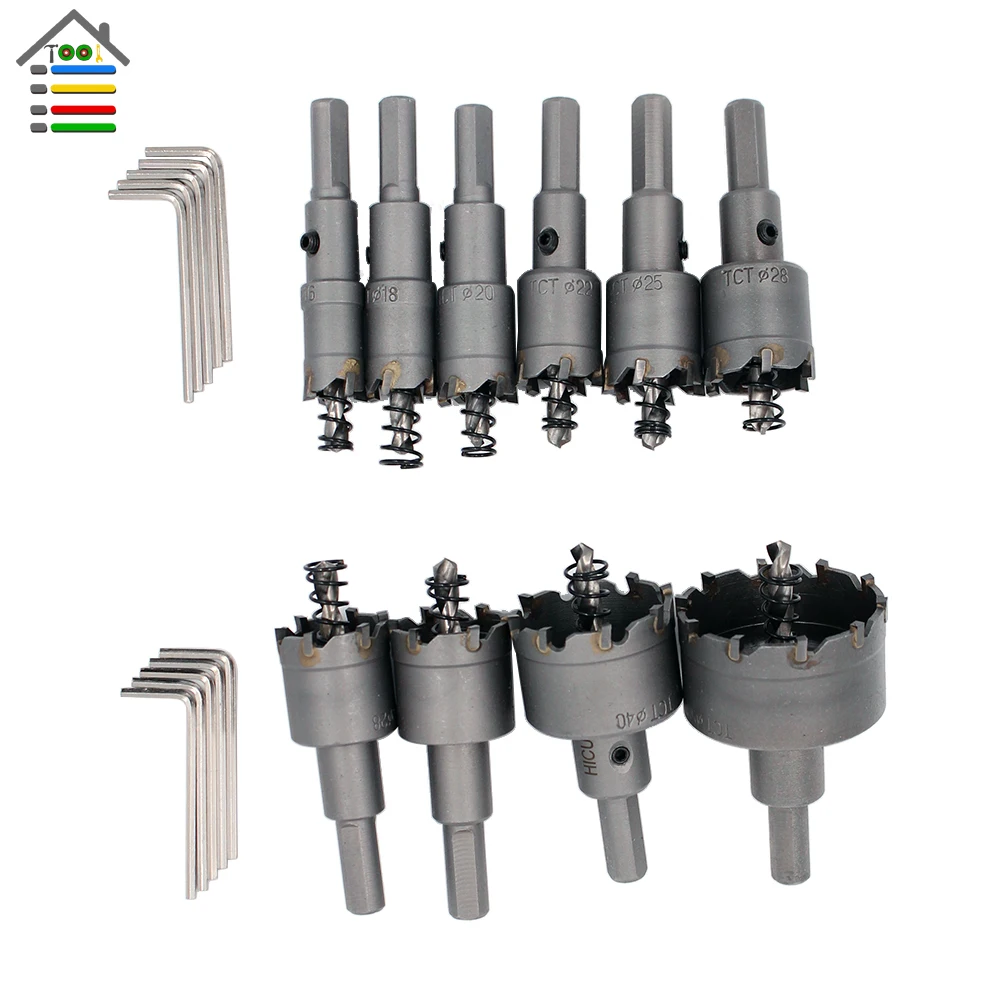 New 10pcs Tungsten Carbide Steel Tipped Drill Bit TCT Metal Cutter Hole Saw Metal Drilling Set
