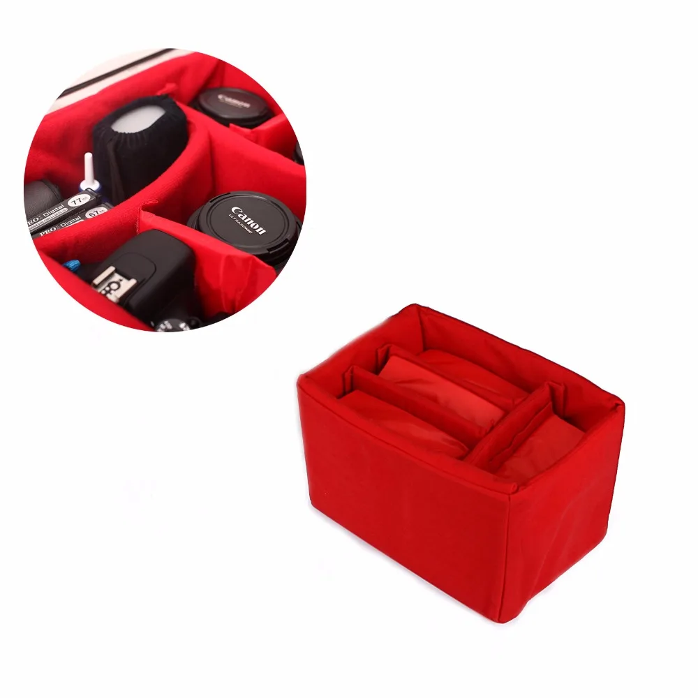 Portable Waterproof Insert Partition Padded Protector Camera Bag For DSLR SLR Camera inner case bag red color
