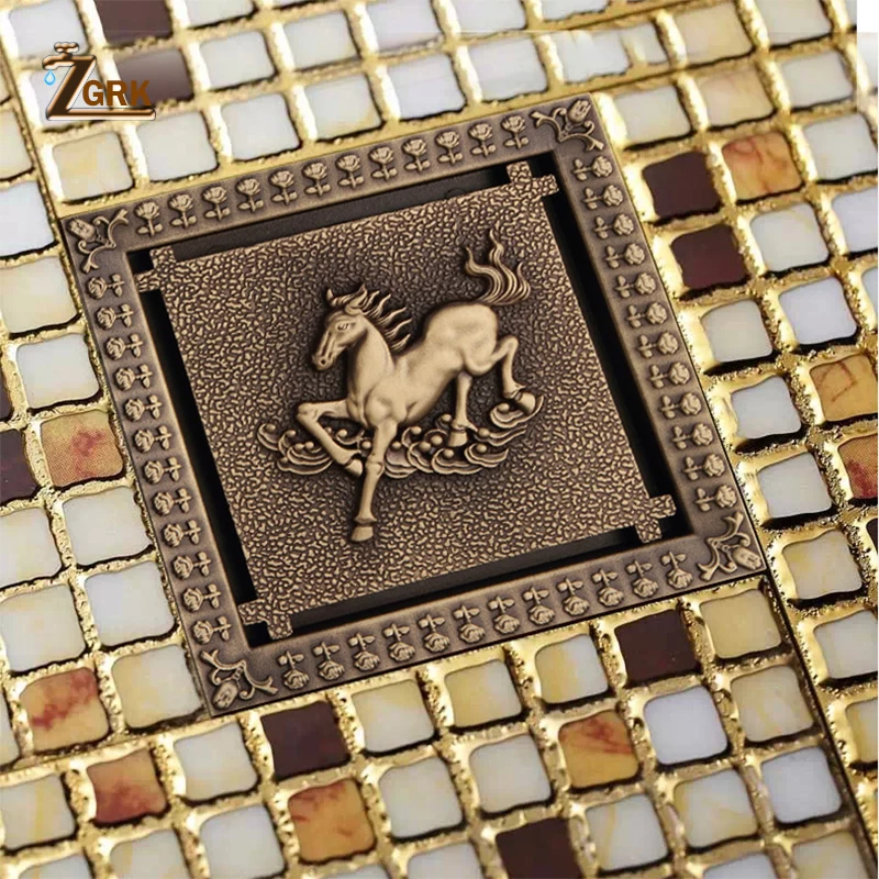 dreno de assoalho de bronze fosco 100x100mm alta qualidade bath 02