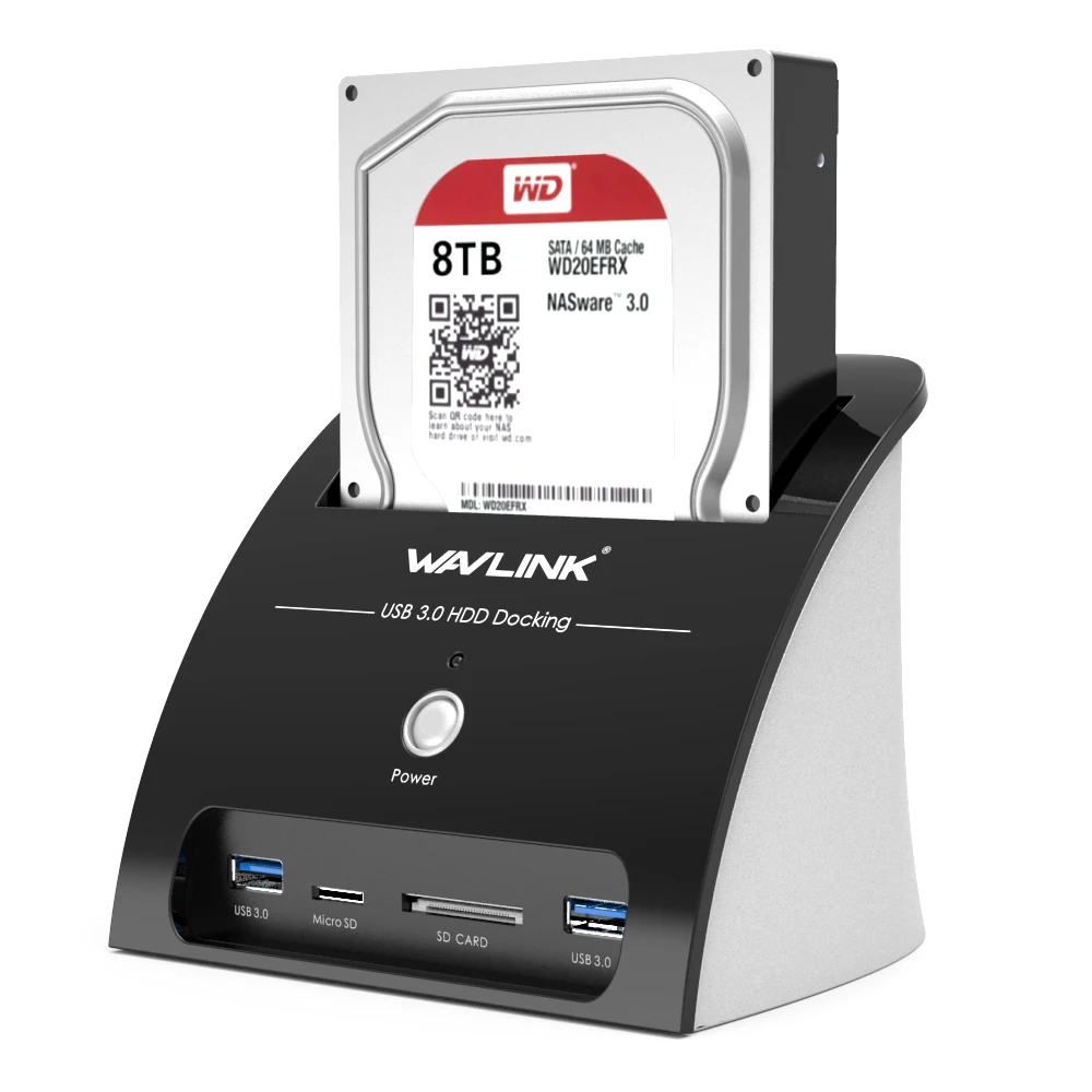 Wavlink USB 3,0 SATA HDD док-станция со слотом для чтения карт SATA жесткий диск Внешний корпус чехол для 2,5/3,5 дюймов HDD SSD