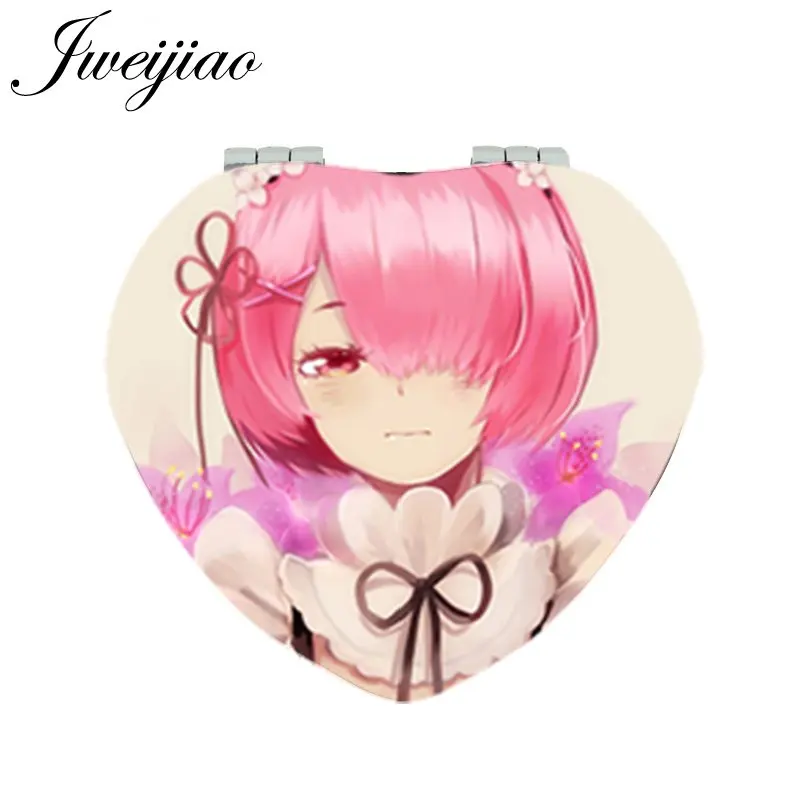 

JWEIJIAO Love Girls Cartoon Game Photo Game Moive Makeup Mirror Heart Shaped Folding Mini Pocket Hand Mirror 1X/2X Magnifying