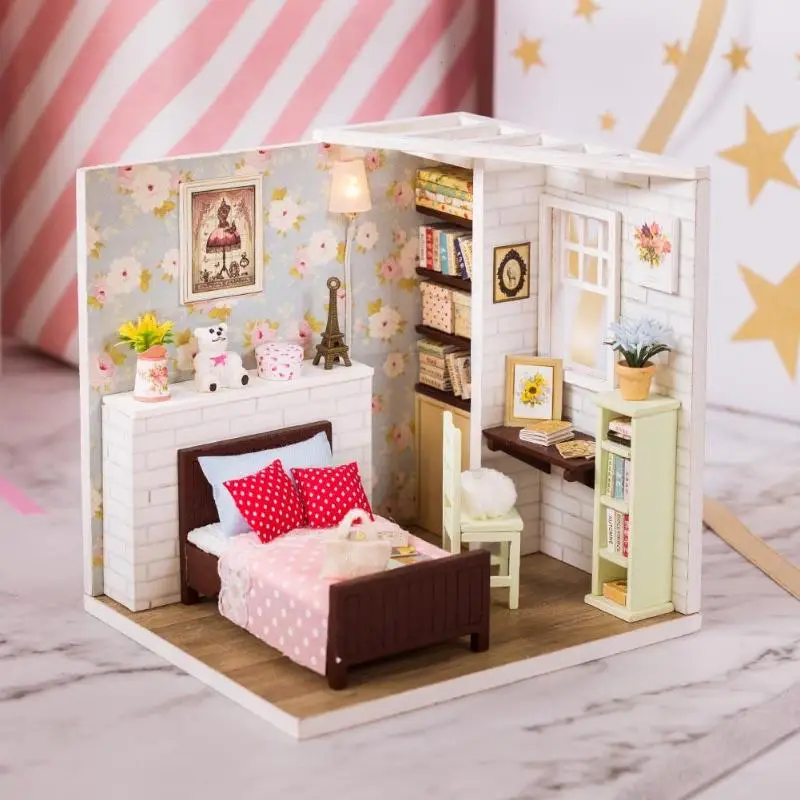أطفال خشبية مصغرة بيت الدمية مع مجموعة اثاث الأطفال دمية مصغرة DIY تجميع لعب الأيدي على الحرفية نموذج بناء عدة أطفال خشبية مصغرة بيت الدمية مع مجموعة اثاث الأطفال دمية مصغرة DIY تجميع لعب الأيدي على الحرفية نموذج بناء عدة