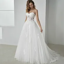Plus Size Wedding Dress With Corset Bodice Top Lace Up Back Sweetheart Appliqued Court Train Bridal Pricess Wedding Dress Plus Size Wedding Dress With Corset Bodice Top Lace Up Back Sweetheart Appliqued Court Train Bridal Pricess Wedding Dress