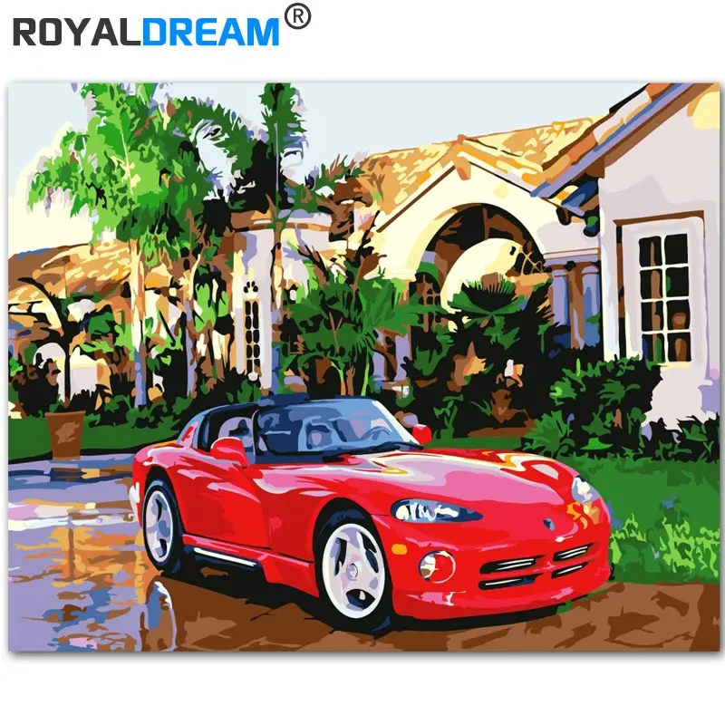 ROYALDREAM Ferrari автомобиль DIY живопись по номерам полотно ручной работы; рисунок стены дома художественная картина для гостиной уникальный подарок - Цвет: falali