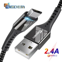 TIEGEM Micro USB кабель 2.4A нейлон Быстрая зарядка USB кабель для передачи данных для samsung Xiaomi Android мобильный телефон usb зарядный шнур 1 м 2 м 3 м