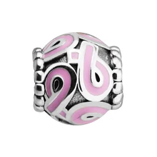 Подходит для Pandora шармы браслеты розовые ленты бусины стерлингового серебра 925 ювелирные изделия