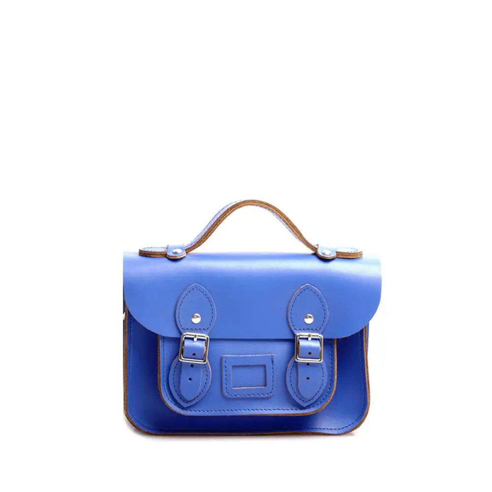 8," Маленькая британская настоящая кожаная сумка-портфель женская коричневая винтажная классическая сумка через плечо сумка-мессенджер Bolsa Mensajero - Цвет: Blue