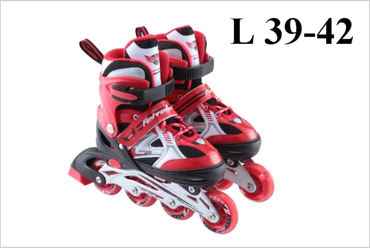 RED L 39-42 Высокое качество, детские роликовые коньки, обувь для катания на роликах, регулируемые мигающие колеса, Patines Inline SkateRoller, обувь для катания на коньках - Цвет: RED L 39-42