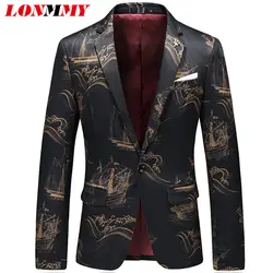 LONMMY Мужской Блейзер куртка Slim fit Хлопок Полиэстер Мода хип хоп платье мужские пиджаки для женщин костюм черный светло голубой новый 2018 весн