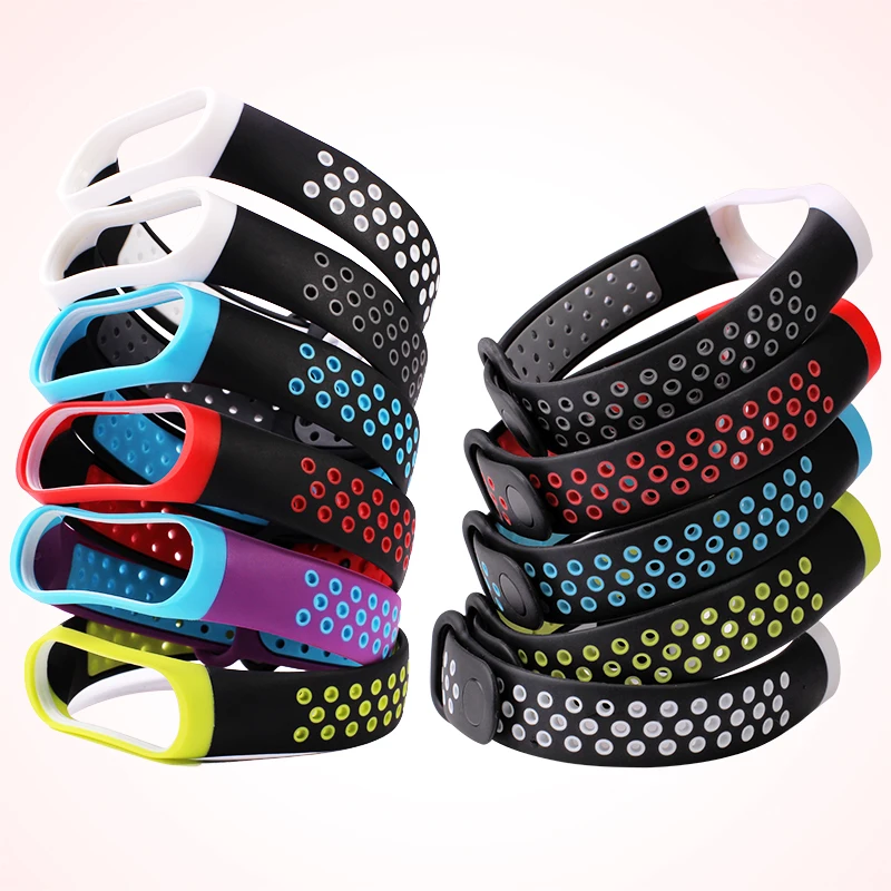 BOORUI mi band 3 ремешок двойной цвет дышащий силиконовый miband Ремень спортивный pulsera