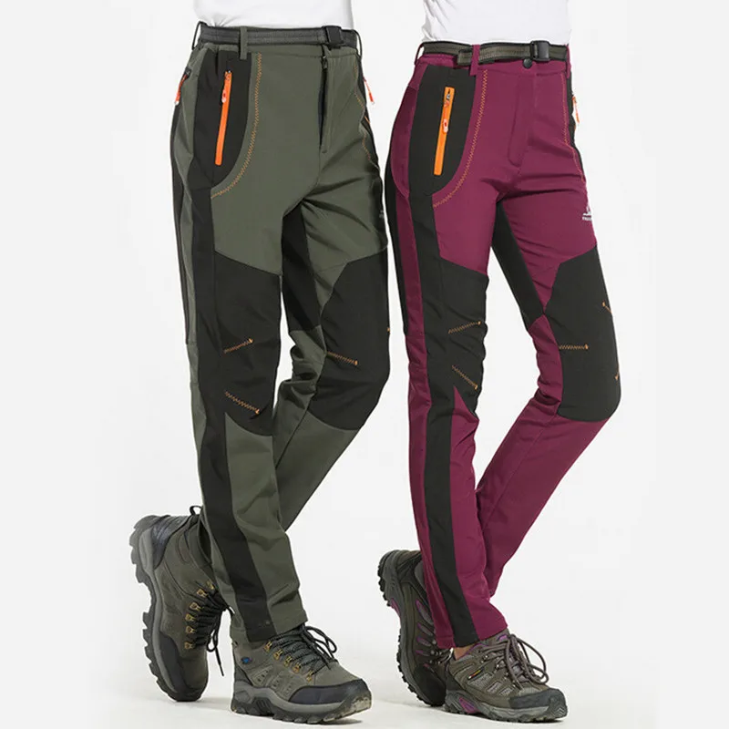 Caminatas al aire libre pantalones a prueba de viento de escalada de protección UV a prueba de agua, pantalones de las mujeres de los hombres senderismo invierno Softshell Pantalones