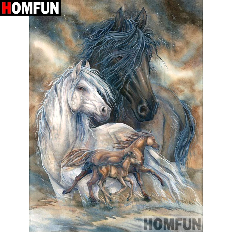 

HOMFUN 5D DIY Diamond Painting Full Square/Round Drill "Animal horse" Embroidery Cross Stitch gift Home Decor Gift A08857
