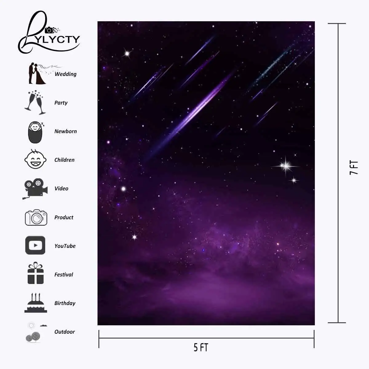 5x7ft фон для фотосъемки ночное небо вид Ультрафиолетовый Вселенная Фотография