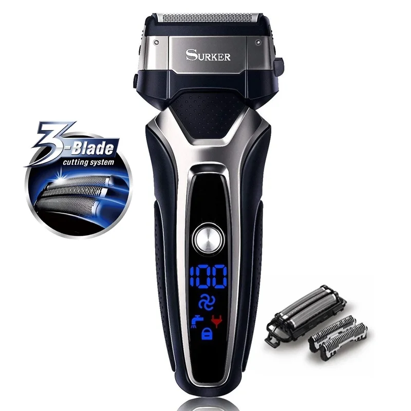 

Pro male electric shaver beard foil electric razor for men rechargeable facial shaving machine body cleaning shaver head USB