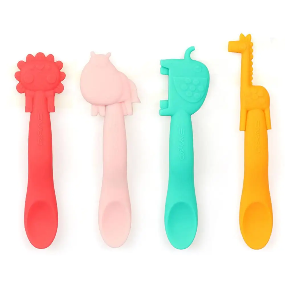 

Silicone Soft Spoon Tableware Spoon Complementary Food Spoon For Baby Children Tongue Pressing Auxiliary Feeding Spoon