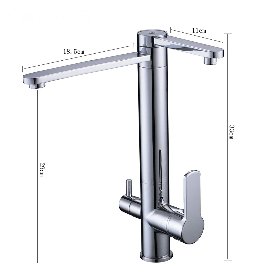 OKAROS фильтр высокий, хромированный кухонный кран латунь два отверстия двойной спрей кухня питьевой воды Смеситель кран Grifo de cocina