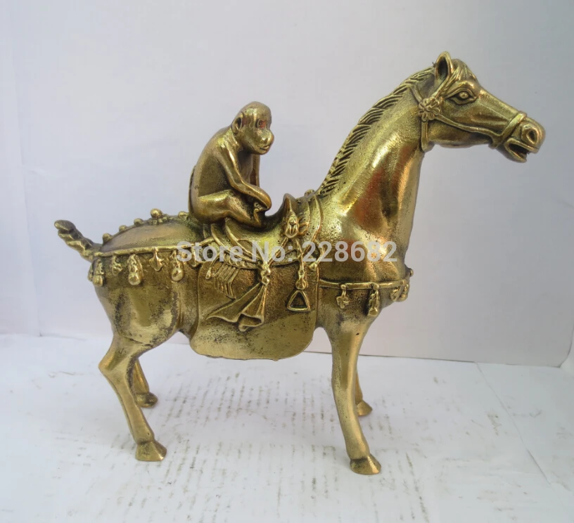 

Collectible Chinese Decorated Brass Carved monkey on horse Sculpture /monkey statue fast shipping