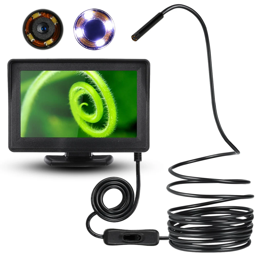 

8mm Endoscope Inspection Borescope Tube Snake Camera Video DVR 4.3" Monitor 4LEDS Night Vision Waterproof 1 Meter
