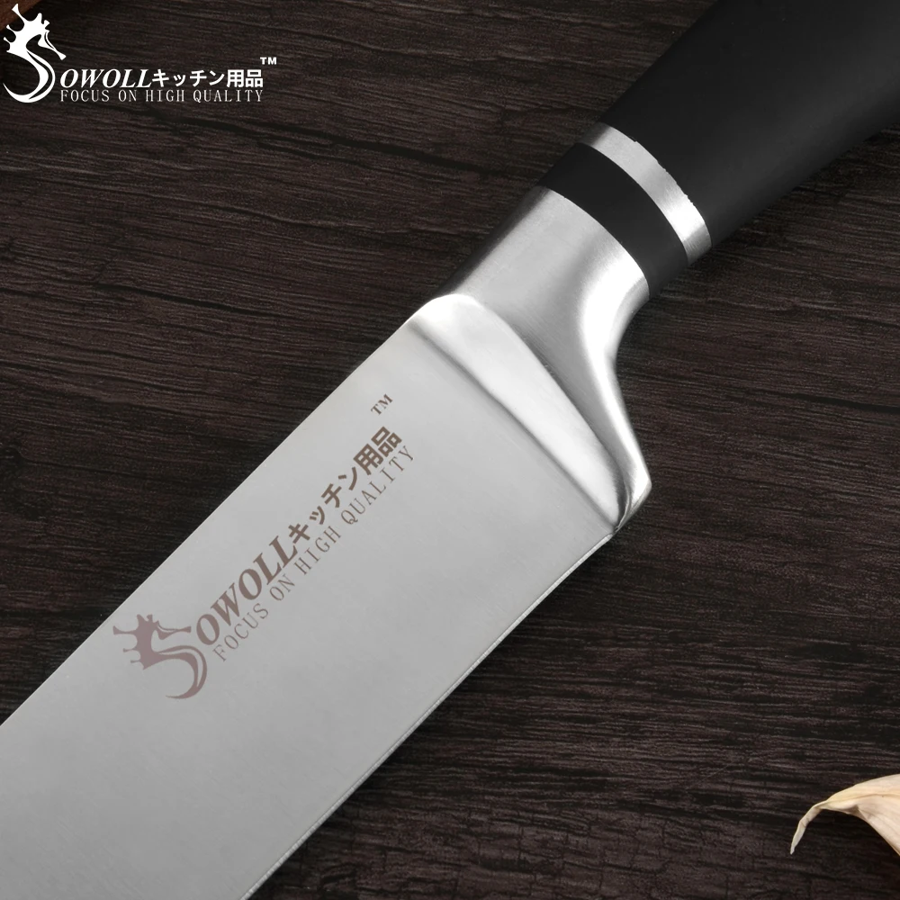SOWOLL, 6 шт., набор кухонных ножей из нержавеющей стали, 3Cr13, острое лезвие, черная ручка, набор ножей шеф-повара, дешево, высокое качество, кухонные ножи