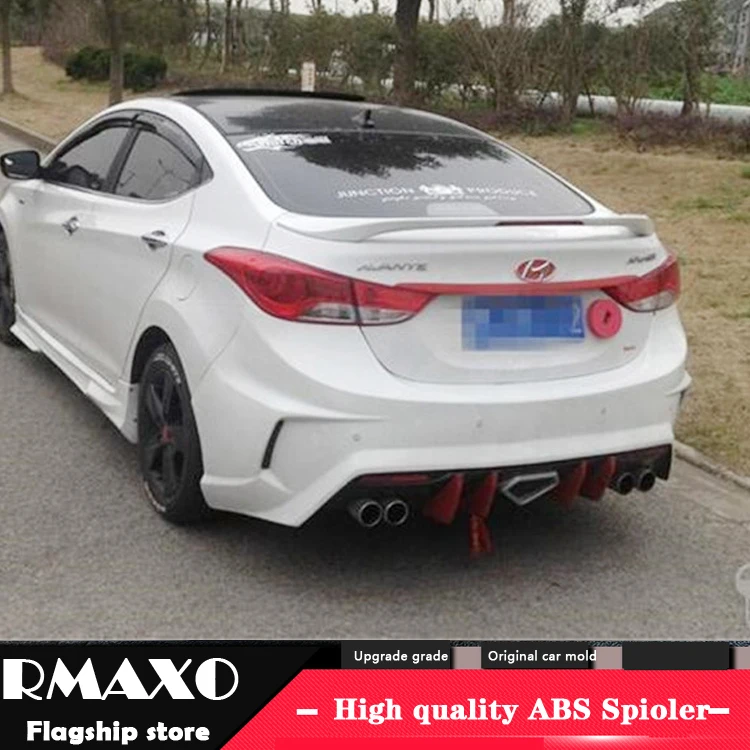 

For Hyundai Elantra Spoiler 2012-2015 SPOILER High Quality ABS Material Car Rear Wing Primer Color Rear Spoiler