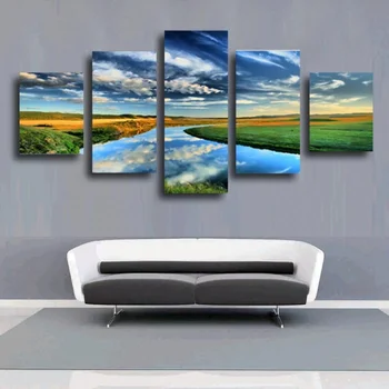 

Hot sales 5 pieces withframed Wall Art Picture Gift Home Decoration Canvas Print painting beautiful sea Sunset wholesale HOT(34)
