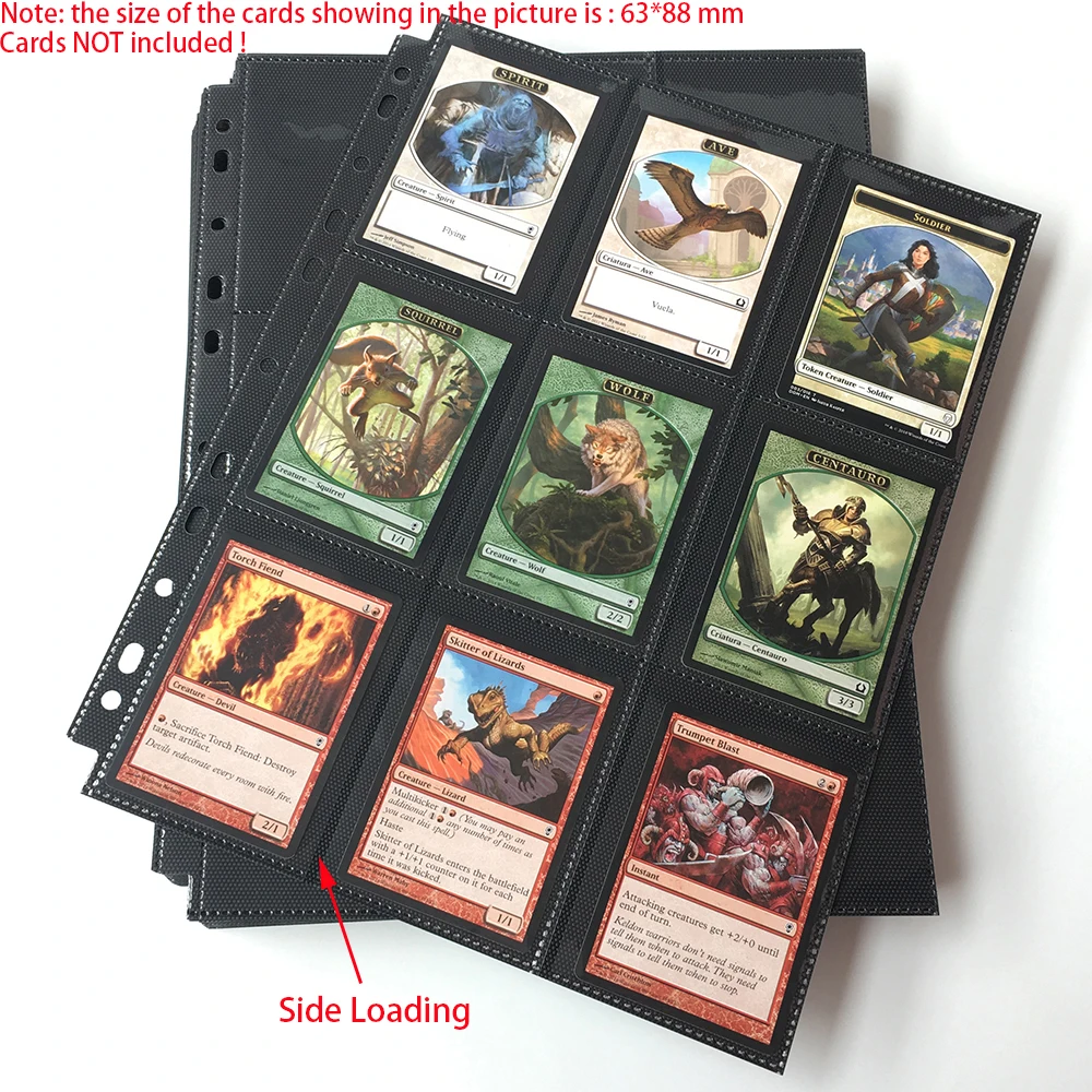 

20 Pages, 360 Pockets, Side Loading Black Color Series Card Page Protector for Standard Size Board Game Cards