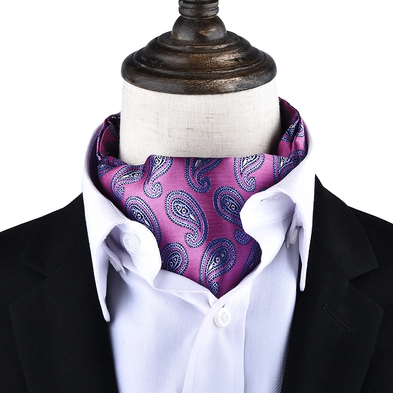 Men/'s Vintage Necktie Formal Cravat Ascot Scrunch Flower Pattern Silk Neck Tie