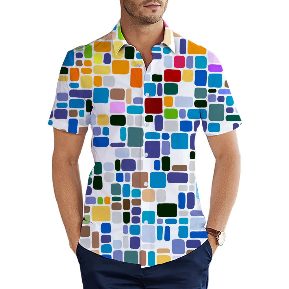 

5XL Men's Short Sleeve Casual Shirt Fashion Flower 3D Printed Floral Shirt Turn-down Collar Slim Fit Shirt For Mens Clothing