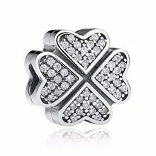 

Clover Petals Of Love Clear CZ 100% 925 Sterling Silver Charm Beads Fits Pandora European Charms Bracelet Y