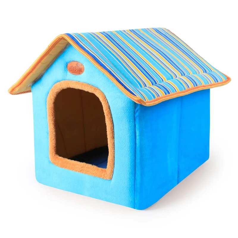 

Fashion Pet Dog Puppy Cat House Bed Striped Removable Cover kennel Mat For Big Medium small pet Products Accessories Supplies