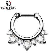 Корпус панк 16 г(1,2 мм) кольцо для носа Daith серьги для ушного хряща нержавеющая сталь обруч с кристаллами разноцветный пирсинг для тела ювелирные изделия для женщин