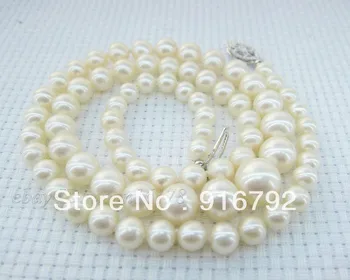 

free P&P >>>>>Fine Graduated AAA+ White 5-12mm Akoya Genuine Pearl Necklace 17.5"