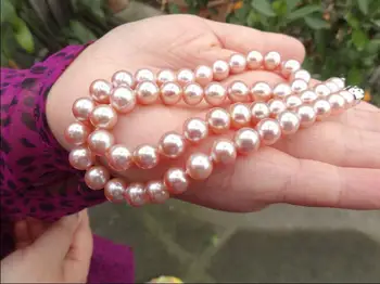 

classic AAA 10-11mm south sea round pink pearl necklace 14k/20 yellow GOLD CLAS