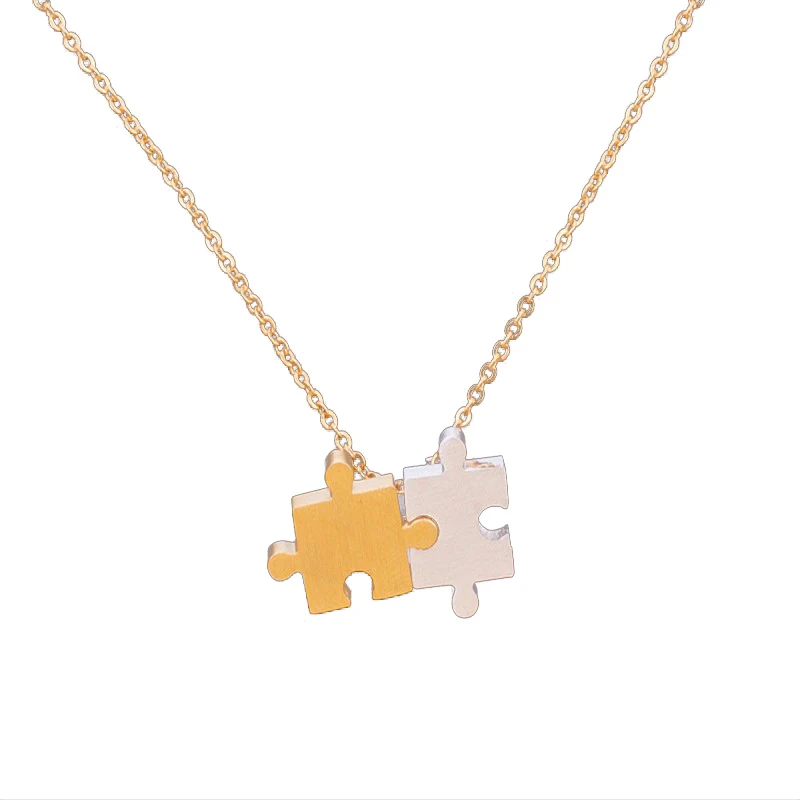 Gold Color Best Friend Puzzle Necklace For Women Friendship Gift Colar